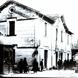 Amer station, the narrow track railway line from Olot to Girona, 1910