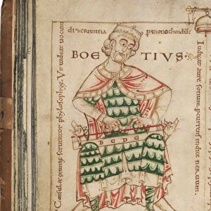 Anicius Manlius Severinus Boethius (From: De institutione musica by Boethius), 12th century. Artist: Anonymous