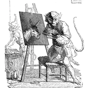 An Ape painting an Ass, 1753. Artist: George Bickham
