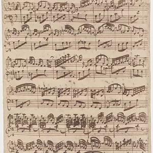 Autograph manuscript of the first page of the Allegro for harpsichord solo from the first version of