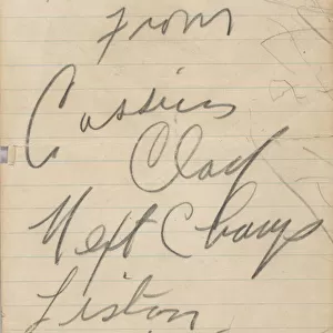 Autograph written by Cassius Clay, 1963. Creator: Muhammad Ali
