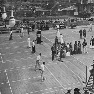 A Badminton Tournament at the Crystal Palace, 1902, (1903). Artist: Russell & Sons