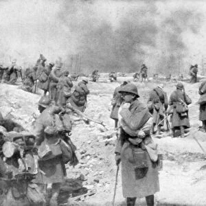 A battalion approaching the front, Mont Pertois, France, First World War, 20 April 1917