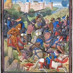 Battle between Crusaders under Baldwin II of Jerusalem and the Saracens. Miniature from the Historia by William of Tyre, 1460s. Artist: Anonymous