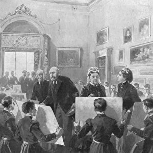 Bluecoat Boys showing their drawings to Queen Victoria at Buckingham Palace, 1873, (1901)