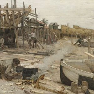 The Boatyard, c. 1875. Creator: Jean-Charles Cazin (French, 1841-1901)