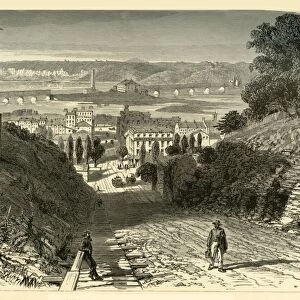 Bridges on the Mississippi, at Dubuque, 1874. Creator: John Filmer