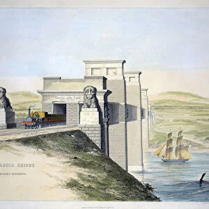 Britannia Bridge, Anglesey Entrance, Wales, 1849. Artist: George Hawkins
