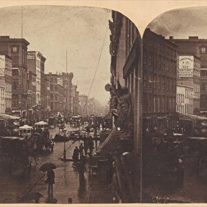 Broadway in the Rain, likely taken from 308 or 310 Broadway, New York City, ca. 1860s