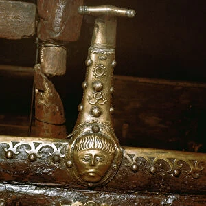 Detail of bronze with Celtic head, Dejberg Cart, Denmark, c1st - 2nd century