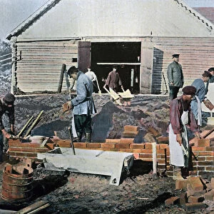 Builders outside Moscow, Russia, c1890. Artist: Gillot