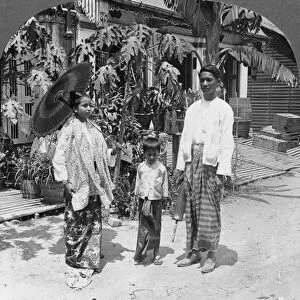 Burmese family, Rangoon, Burma, 1908. Artist: Stereo Travel Co