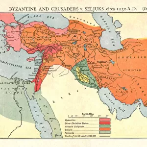 Byzantine and Crusaders v. Seljuks, circa 1130 A. D. c1915. Creator: Emery Walker Ltd