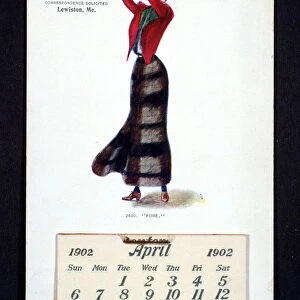 Calendar with golfing theme, American, 1902