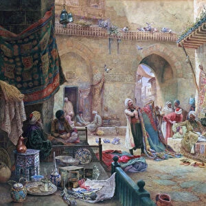 Carpet Bazaar, Cairo, 1887. Artist: Charles Robertson