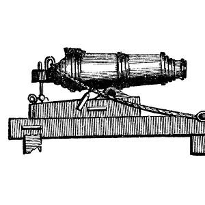 Carronade, short piece of naval ordnance with large calibre chamber, like a mortar, 1850