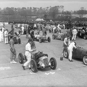 Cars on the starting grid for the JCC International Trophy, Brooklands, 2 May 1936