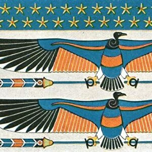 Detail of ceiling painting in the tomb of Bekenranef at Sakkara, Egypt, (1928). Creator: Unknown