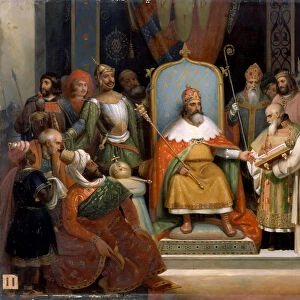 Charlemagne receives Alcuin, 780. Artist: Schnetz, Jean-Victor (1787-1870)