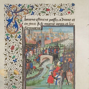 Clash of the army of the barons and the Saracens. Miniature from the Historia by William of Tyre, 1460s. Artist: Anonymous