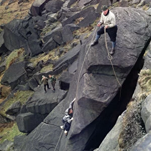 Climbers on Stanage Edge, Hathersage, Derbyshire, 1964. Artist: Michael Walters