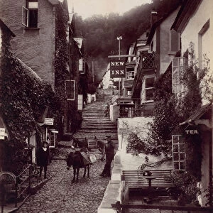 Clovelly, The New Inn and Street, 1870s. Creator: Francis Bedford