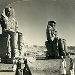 Colossal Memnon Statues at Thebes - the Farther One Used to Emit a Cry at Sunrise