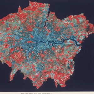 Composite Landsat false colour image of Greater London, 1979