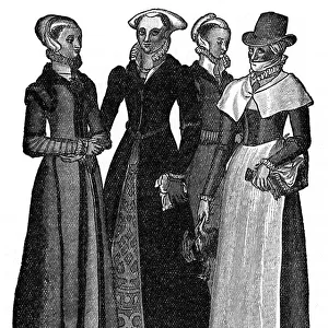 Costumes of town and country women, 16th century, (1910)