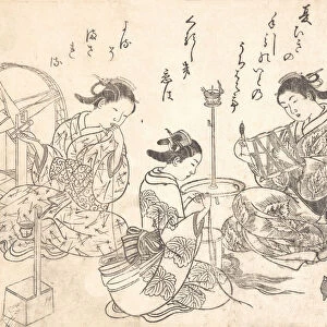 Three Courtesans Weaving Silk. Creator: Nishikawa Sukenobu