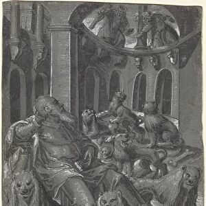 Daniel in the Lions Den [recto], c. 1600. Creator: Unknown