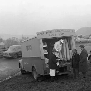 Danish Bacon Company wholesale lorry at Barnsley Market, South Yorkshire, 1961. Artist