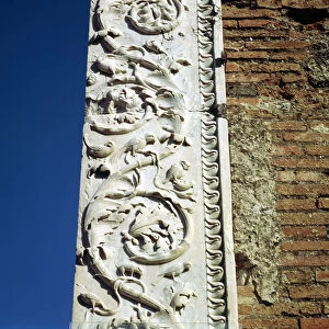 Decoration on the jamb of the dooway of the Building of Eumachia in the Forum, Pompeii, Italy