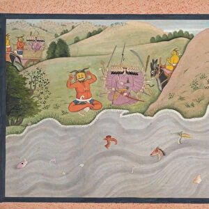 The Demon Marichi Tries to Dissuade Ravana... from a dispersed Ramayana series, ca