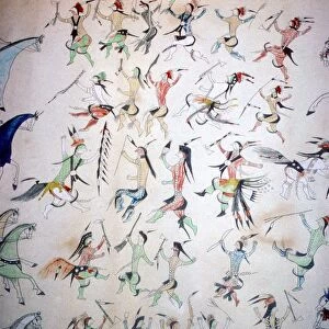 Depiction of the Grass Dance, drawn by Turning Bear, a Brule Sioux Chief of the Dakota Indians
