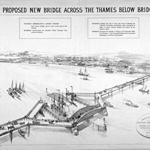 Design by Frederic Barnett for a duplex low-level bridge, London, 1876