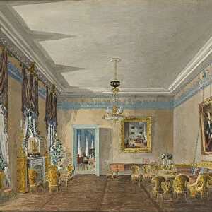 Drawing room in the House of Princess Anna Gagarina in Petersburg, 1799. Artist: Kolmann, Karl Ivanovich (1786-1846)