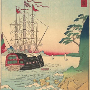 Dutch Ship at Anchor off the Coast of Tsushima, 3rd month, 1859. Creator: Utagawa Hiroshige II