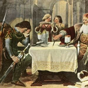 Eberhard cuts in half the tablecloth between himself and his son Ulrich, 1377, (1936)