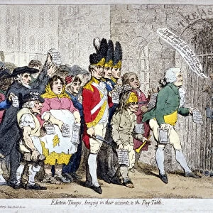 Election-troops, bringing in their accounts, to the pay-table, 1788. Artist