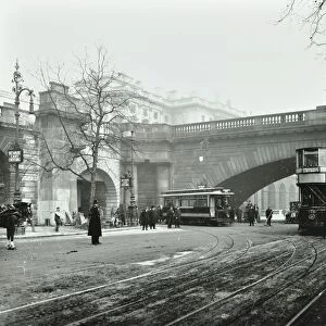 Entrance to the tram tunnel by Waterloo Bridge, London, 1908