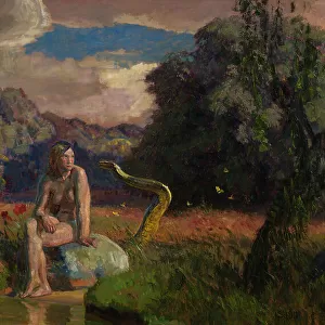 Eve in Paradise or The Serpent in Paradise, 1911. Creator: Joakim Skovgaard