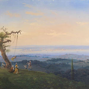 Evening Amusements outside the Gates of Constantinople, 1841. Artist: Bossoli, Carlo (1815-1884)