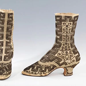 Evening boots, probably French, 1885-90. Creator: Unknown