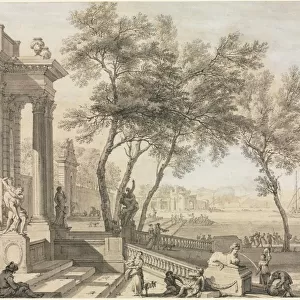 Fantastic Harbor Scene with Architecture and Figures, 1713. Creator: Isaac de Moucheron (Dutch