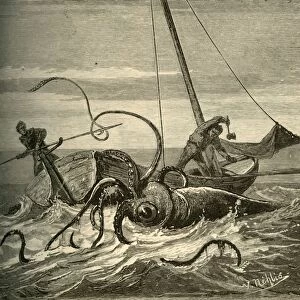 The Fishermen Battle with the Giant Squid, 1881. Creator: Unknown