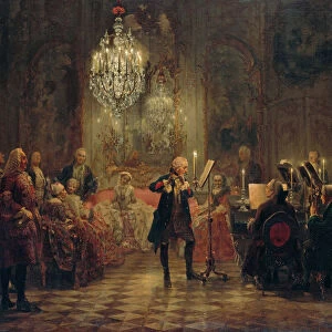 Flute Concert with Frederick the Great in Sanssouci, 1850-1852. Artist: Menzel, Adolph Friedrich, von (1815-1905)