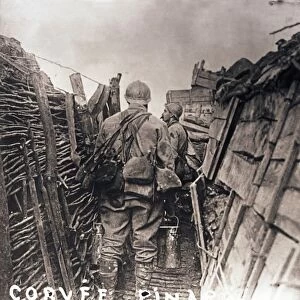 French soldiers on cooking duty in a trench, c1914-c1918