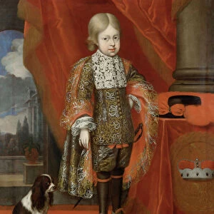 The future emperor Joseph I (1678-1711) at the age of six with a dog, 1684, 1684. Artist: Block, Benjamin von (1631-1690)