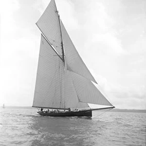 The gaff rigged cutter Bloodhound sailing close-hauled, August 1911. Creator